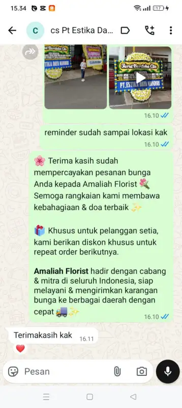 Testimonial Papan Bunga duka LAMPUNG